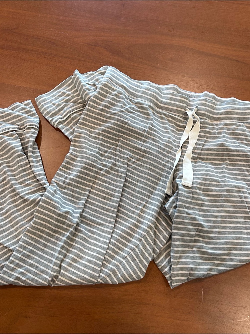J. Crew Women’s Gray & White Striped Pajama Pants with Drawstring